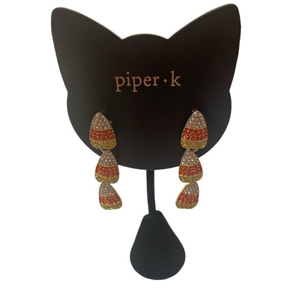 Piper•k Sparkly 3 Tier Candy Corn Drop Earrings. - Picture 1 of 6